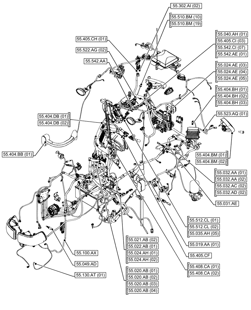 Схема запчастей Case IH MAXXUM 145 - (55.000.00[04]) - SECTION INDEX - ELECTRICAL SYSTEMS (55) - ELECTRICAL SYSTEMS
