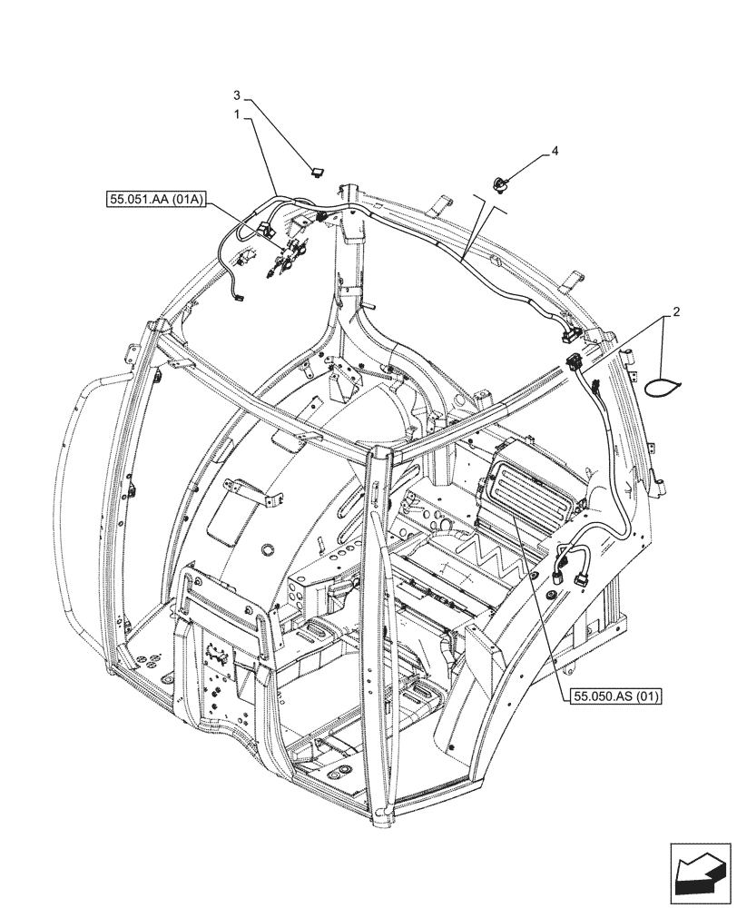 Схема запчастей Case IH PUMA 150 CVT - (55.050.AL[01A]) - VAR - 391177, 391299, 391357, 759265, 759266 - AIR CONDITIONER, HARNESS - D7478 (55) - ELECTRICAL SYSTEMS