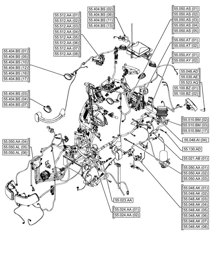 Схема запчастей Case IH MAXXUM 135 - (55.000.00[05]) - SECTION INDEX - ELECTRICAL SYSTEMS (55) - ELECTRICAL SYSTEMS