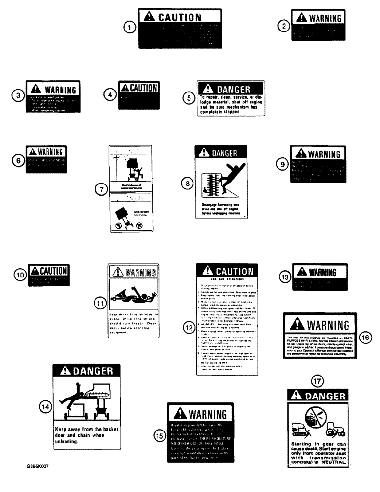 Схема запчастей Case IH 2055 - (9F-34) - DECALS, SAFETY (12) - CHASSIS