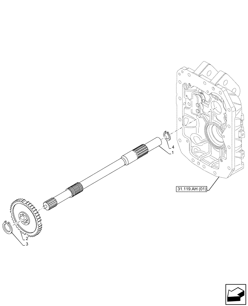 Схема запчастей Case IH PUMA 200 - (31.119.AP[04]) - VAR - 758030 - PTO 540/540E/1000/1000E RPM, DRIVE SHAFT, REAR (31) - IMPLEMENT POWER TAKE OFF