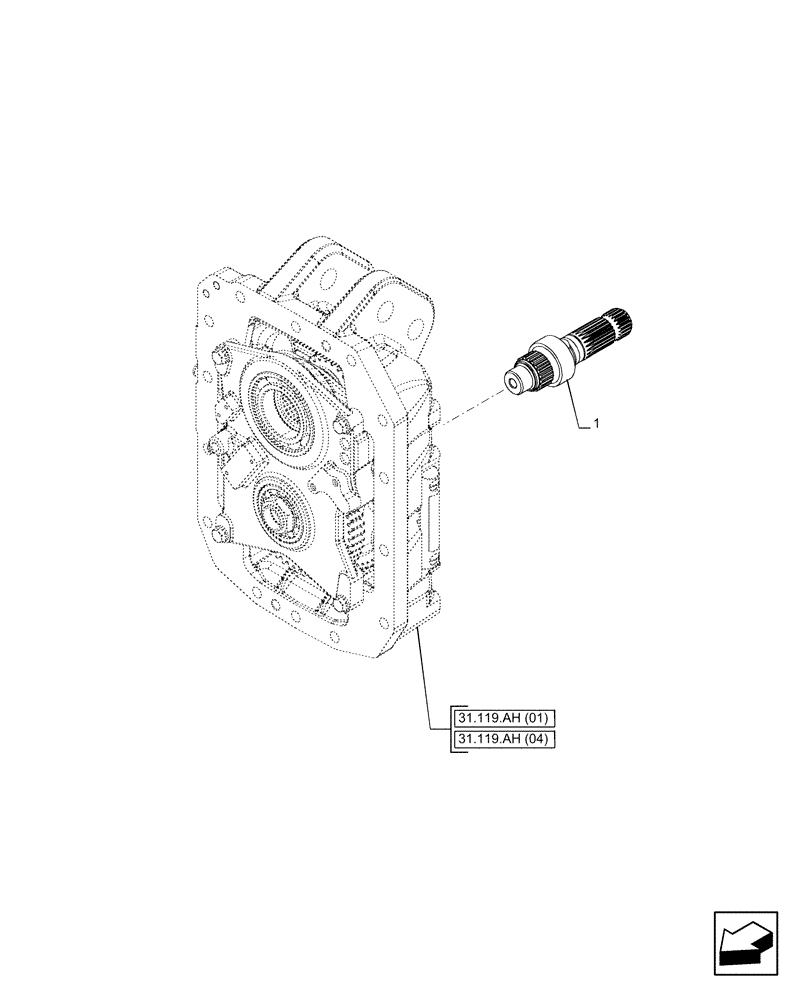 Схема запчастей Case IH PUMA 200 - (31.119.AF[01]) - VAR - 758030 - PTO 540/540E/1000/1000E RPM, OUTPUT SHAFT (31) - IMPLEMENT POWER TAKE OFF