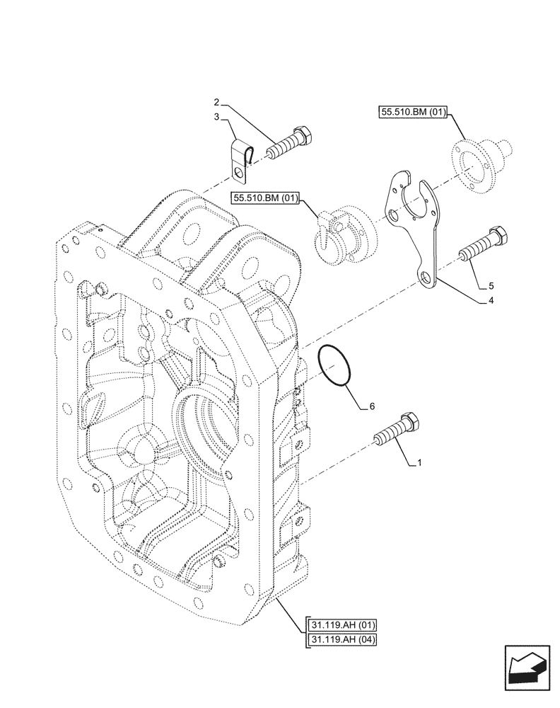 Схема запчастей Case IH PUMA 200 - (31.119.AH[07]) - VAR - 758030 - PTO 540/540E/1000/1000E RPM, HOUSING, SUPPORT, MOUNTING (31) - IMPLEMENT POWER TAKE OFF