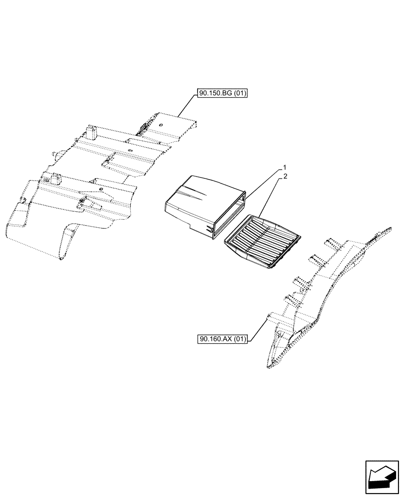 Схема запчастей Case IH PUMA 200 - (90.160.AX[05]) - VAR - 391288 - CAB HEADLINER, BOX (90) - PLATFORM, CAB, BODYWORK AND DECALS