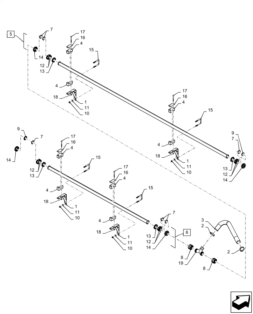 Схема запчастей Case IH PATRIOT 3340 - (78.110.AE[36.1]) - SPRAYBAR, 120, 7 SECTION, 20"/30" SPACING, RH MID BOOM, ASN YFT041643 (78) - SPRAYING