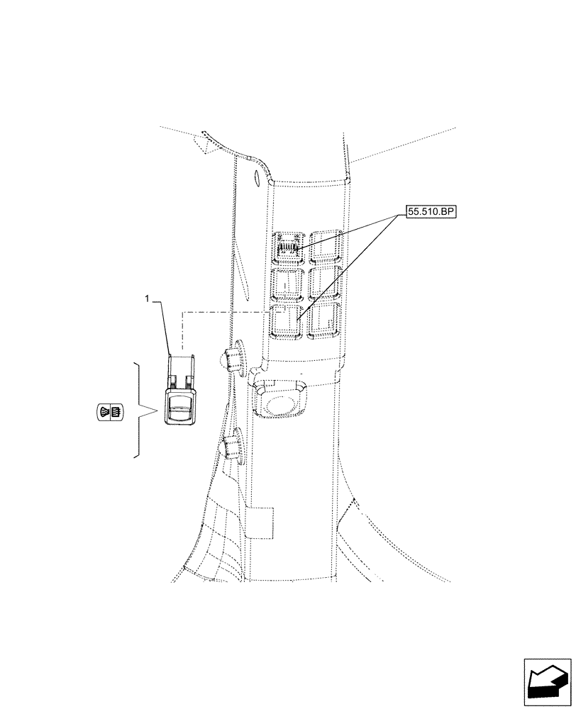 Схема запчастей Case IH PUMA 200 CVT - (55.512.AI) - VAR - 758962, 758963, 338310, 338311, 338312, 338313, 338314, 338316 - HEATED GLASS, SWITCH (55) - ELECTRICAL SYSTEMS