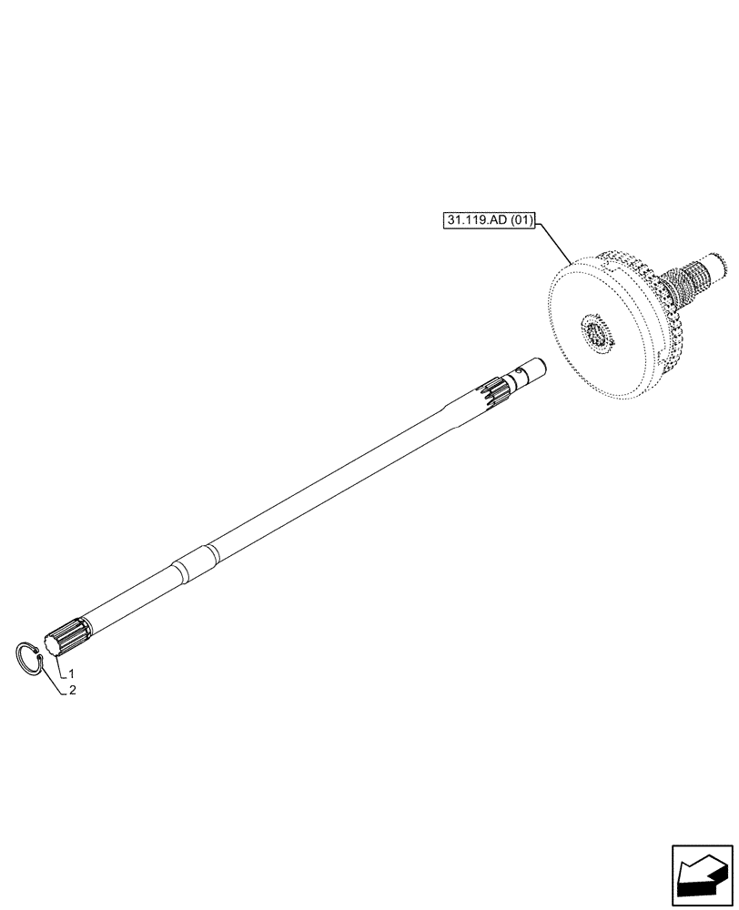 Схема запчастей Case IH PUMA 200 - (31.119.AP[05]) - VAR - 758030 - PTO 540/540E/1000/1000E RPM, DRIVE SHAFT, REAR (31) - IMPLEMENT POWER TAKE OFF