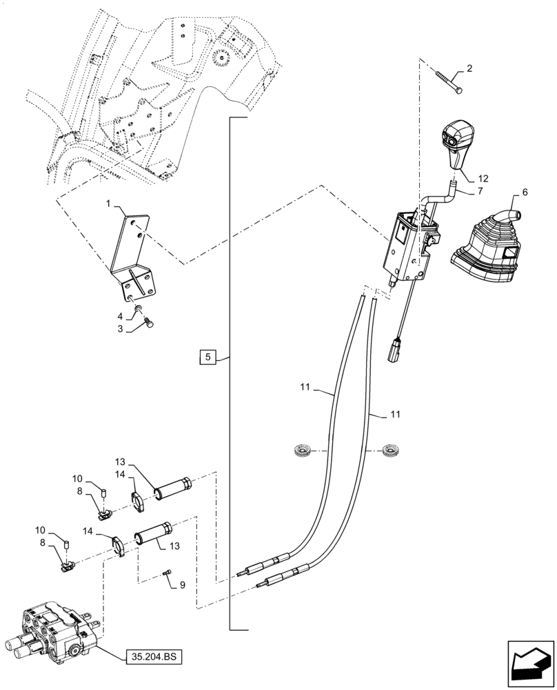 Схема запчастей Case IH FARMALL 115C - (55.512.CL[02]) - VAR - 338125 - MID MOUNT VALVE KIT, JOYSTICK (55) - ELECTRICAL SYSTEMS