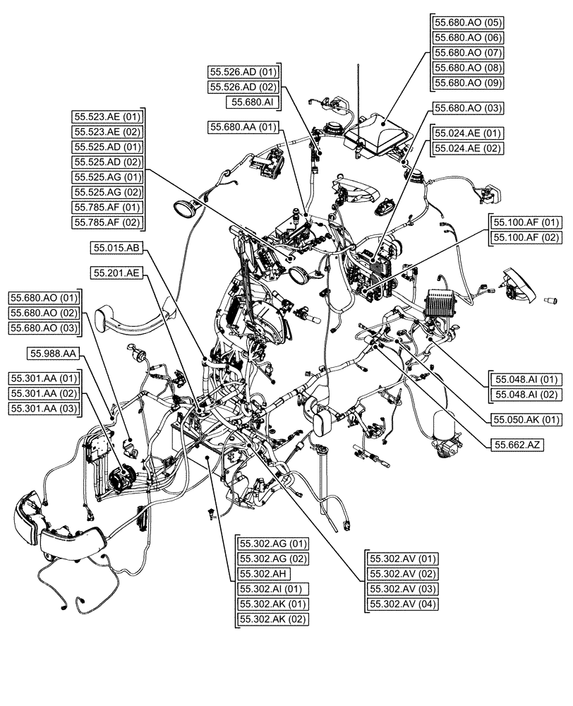 Схема запчастей Case IH MAXXUM 145 - (55.000.00[02]) - SECTION INDEX - ELECTRICAL SYSTEMS (55) - ELECTRICAL SYSTEMS