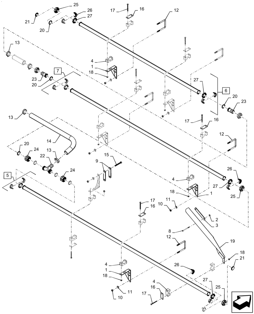 Схема запчастей Case IH PATRIOT 3340 - (78.110.AE[35.1]) - SPRAYBAR, 120, 7 SECTION, 20"/30" SPACING, RH INNER BOOM, ASN YFT041643 (78) - SPRAYING