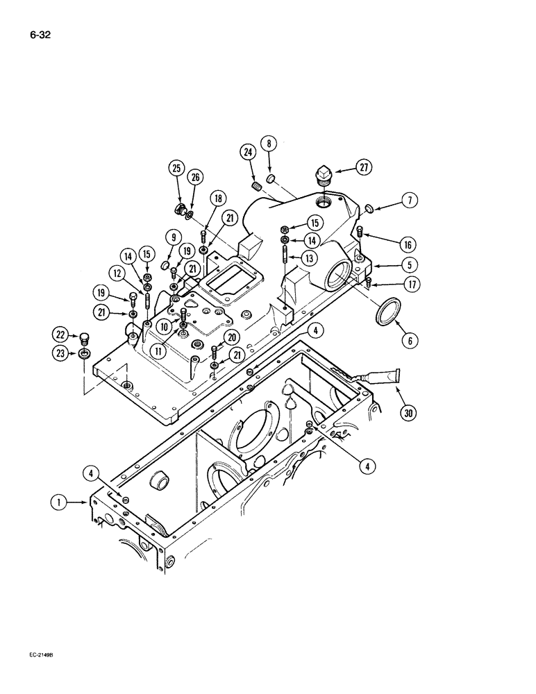 Схема запчастей Case IH 395 - (6-032) - REAR FRAME, TOP COVER, 1537332C1 (06) - POWER TRAIN
