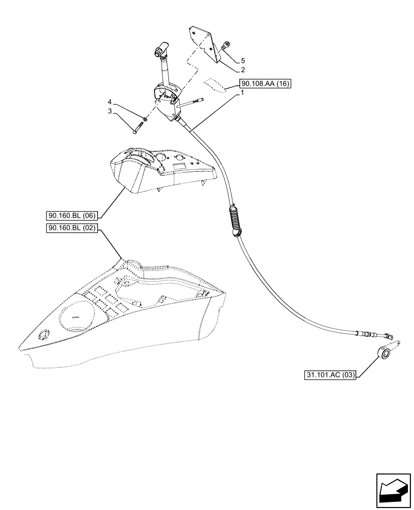 Схема запчастей Case IH PUMA 200 - (31.101.AC[04]) - VAR - 338178, 391141 - PTO 540E/1000 RPM, CONTROL LEVER (31) - IMPLEMENT POWER TAKE OFF