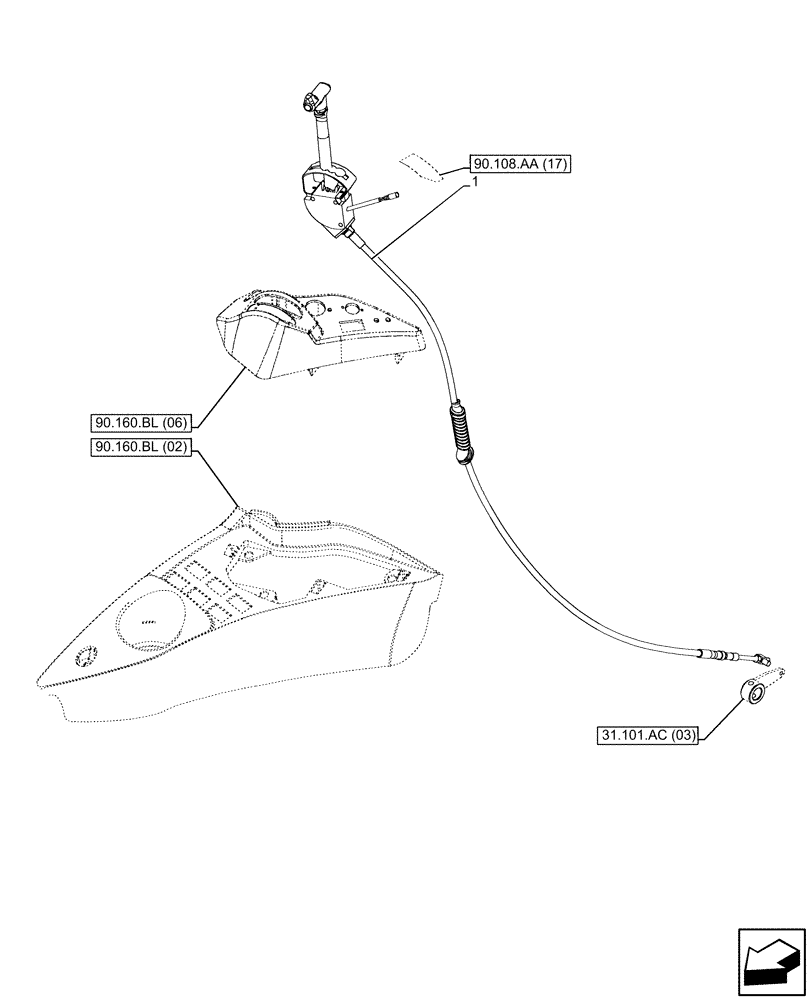 Схема запчастей Case IH PUMA 200 - (31.101.AC[02]) - VAR - 338179, 338182, 758025, 758029 -PTO 1000/1000E RPM, CONTROL LEVER (31) - IMPLEMENT POWER TAKE OFF