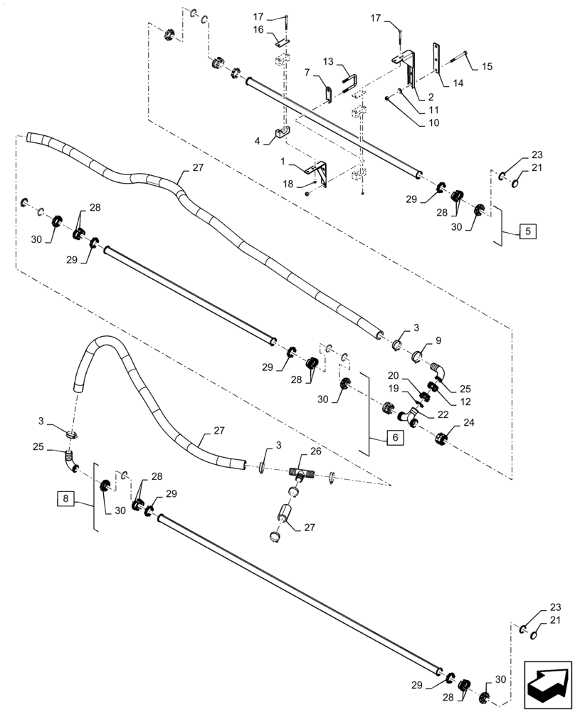 Схема запчастей Case IH PATRIOT 3340 - (78.110.AE[37.1]) - SPRAYBAR, 120, 7 SECTION, 20"/30" SPACING, RH OUTER AND BREAKAWAY, ASN YFT041643 (78) - SPRAYING