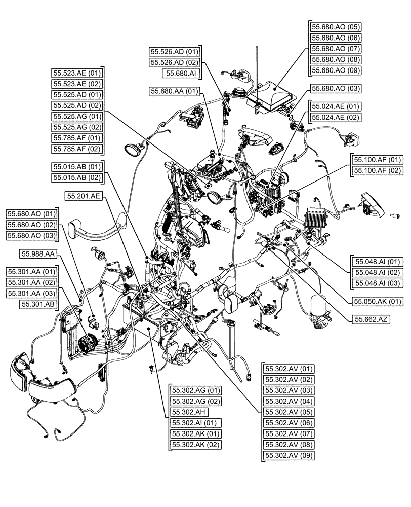 Схема запчастей Case IH MAXXUM 135 - (55.000.00[02]) - SECTION INDEX - ELECTRICAL SYSTEMS (55) - ELECTRICAL SYSTEMS