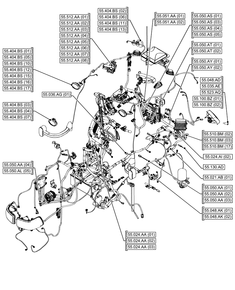 Схема запчастей Case IH MAXXUM 115 - (55.000.00[05]) - SECTION INDEX - ELECTRICAL SYSTEMS (55) - ELECTRICAL SYSTEMS