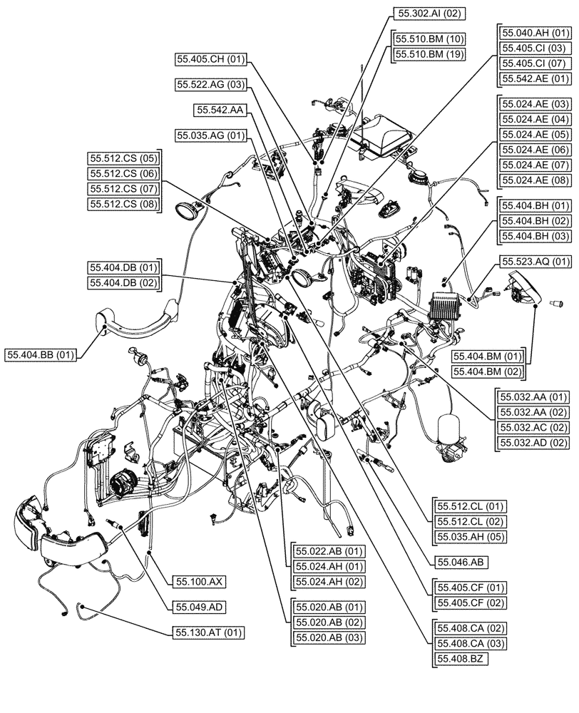 Схема запчастей Case IH MAXXUM 135 - (55.000.00[04]) - SECTION INDEX - ELECTRICAL SYSTEMS (55) - ELECTRICAL SYSTEMS