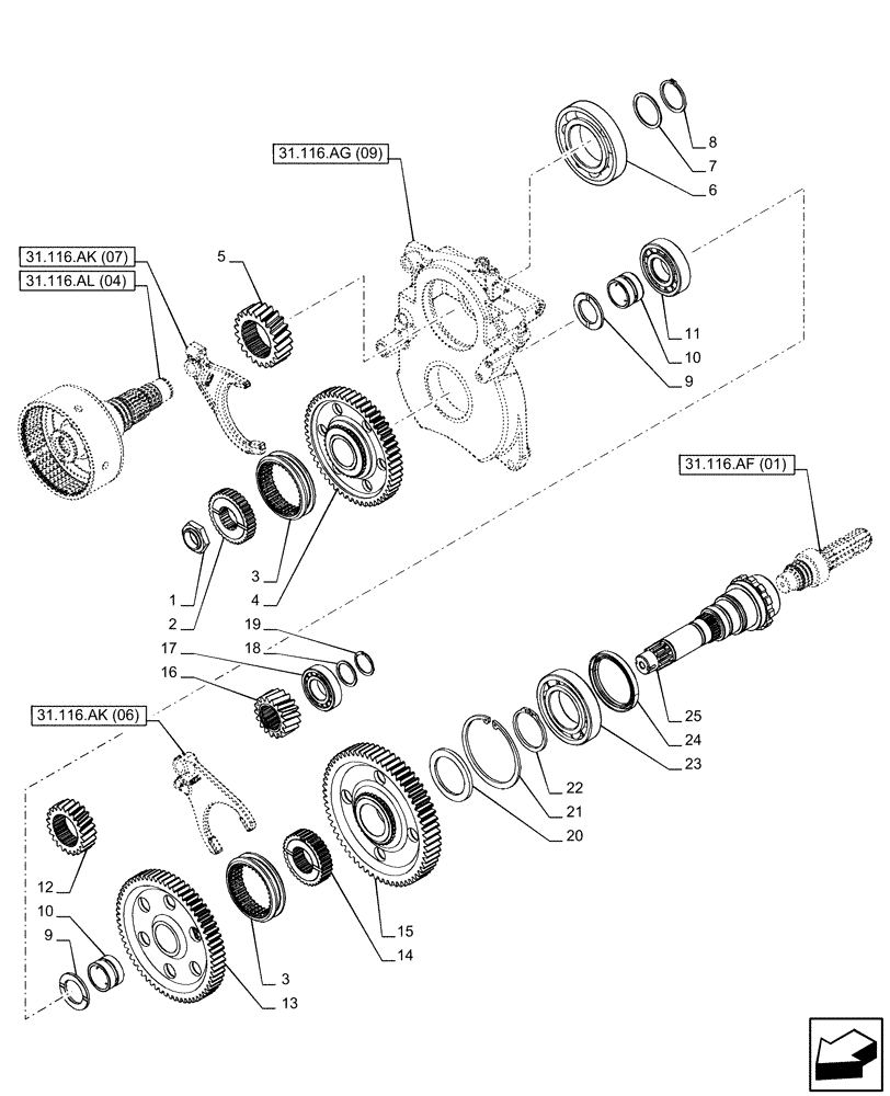 Схема запчастей Case IH PUMA 150 - (31.116.AC[07]) - VAR - 758024 - PTO 540E/1000/1000E RPM, DRIVE SHAFT, FRONT (31) - IMPLEMENT POWER TAKE OFF