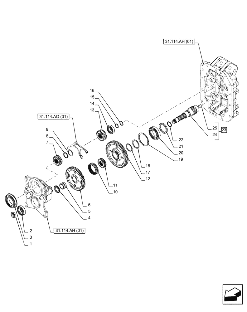 Схема запчастей Case IH PUMA 200 - (31.114.AB[01]) - VAR - 338178, 338181, 391141, 758028 - PTO 540E/1000 RPM, DRIVEN SHAFT (31) - IMPLEMENT POWER TAKE OFF