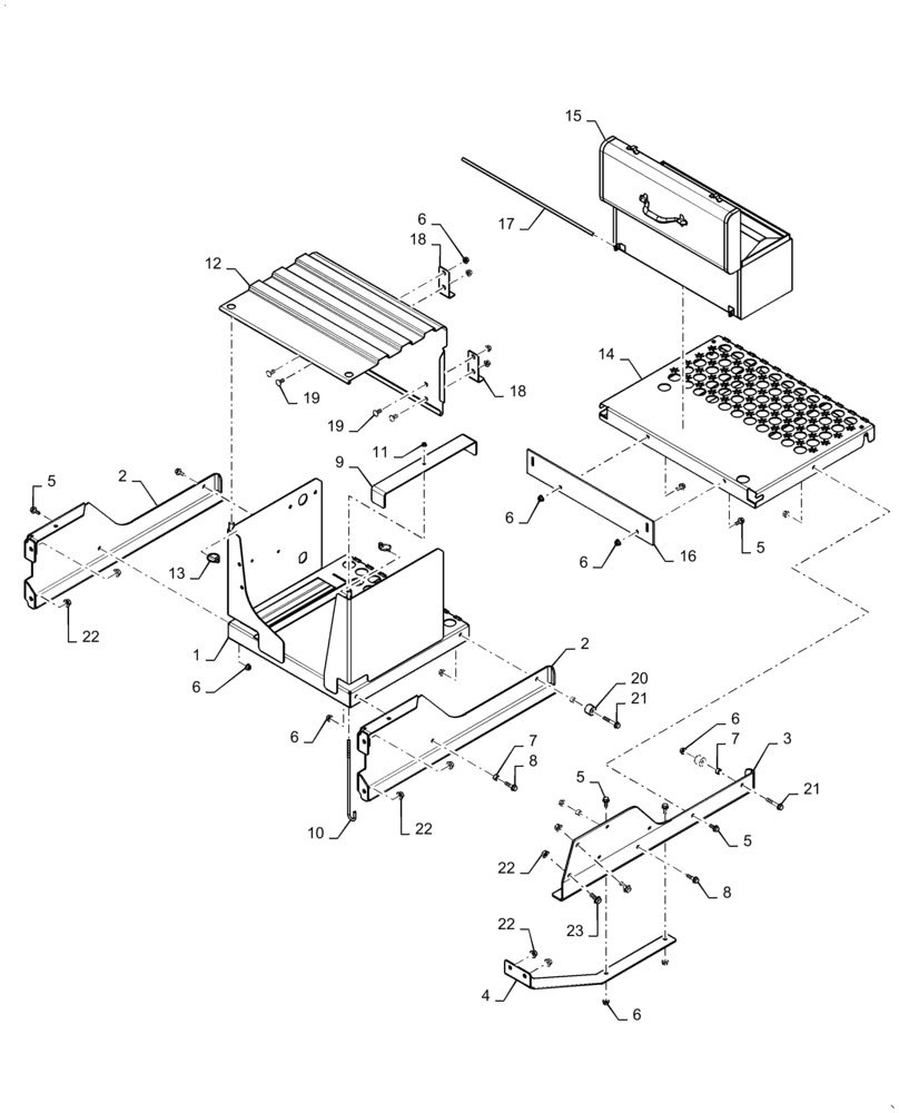Схема запчастей Case IH 7140 - (55.302.AK) - BATTERY BOX SUPPORT (55) - ELECTRICAL SYSTEMS