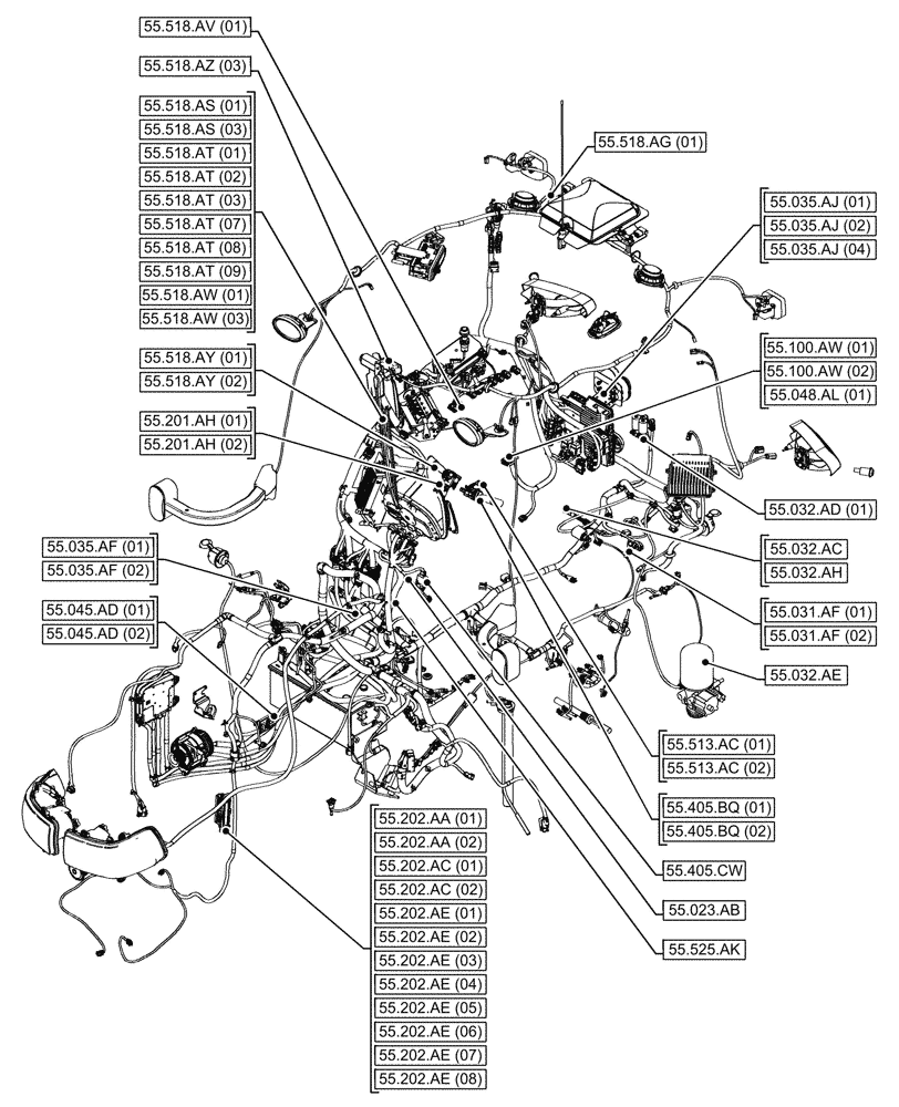 Схема запчастей Case IH MAXXUM 135 - (55.000.00[03]) - SECTION INDEX - ELECTRICAL SYSTEMS (55) - ELECTRICAL SYSTEMS
