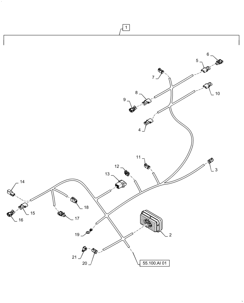 Схема запчастей Case IH TITAN 3040 - (55.100.AI[02]) - MAIN FRAME HARNESS (55) - ELECTRICAL SYSTEMS