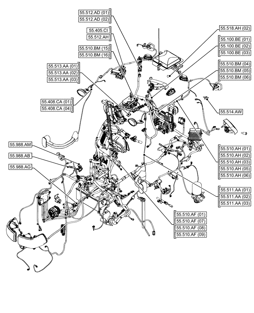 Схема запчастей Case IH MAXXUM 135 - (55.000.00[07]) - SECTION INDEX - ELECTRICAL SYSTEMS (55) - ELECTRICAL SYSTEMS