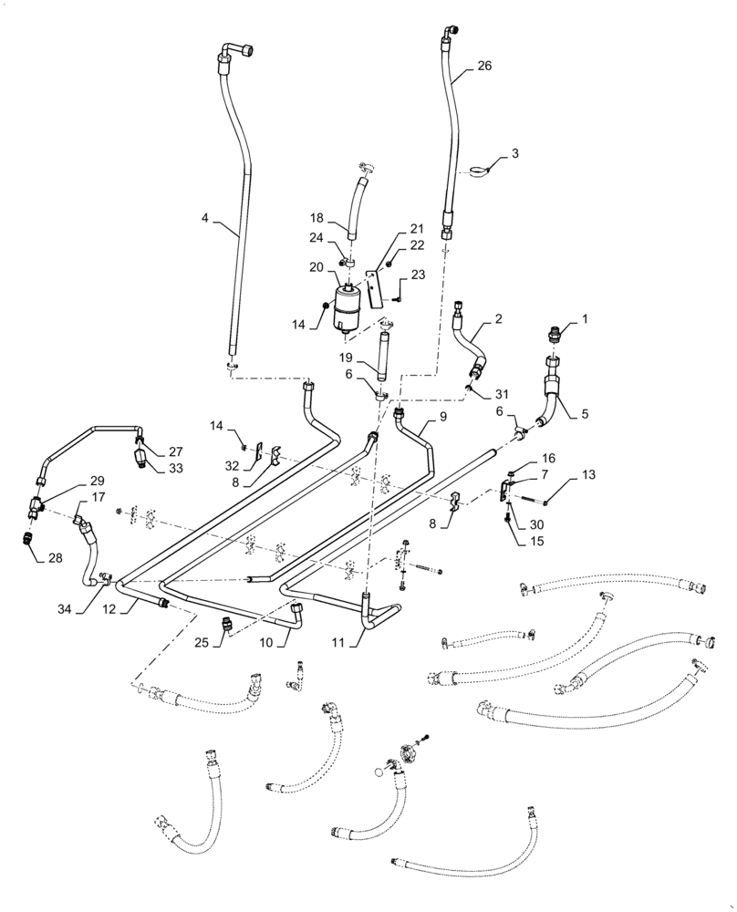 Схема запчастей Case IH 6130 - (35.300.BC [02]) - HYDRAULIC LINE, ENGINE, TUBE (35) - HYDRAULIC SYSTEMS