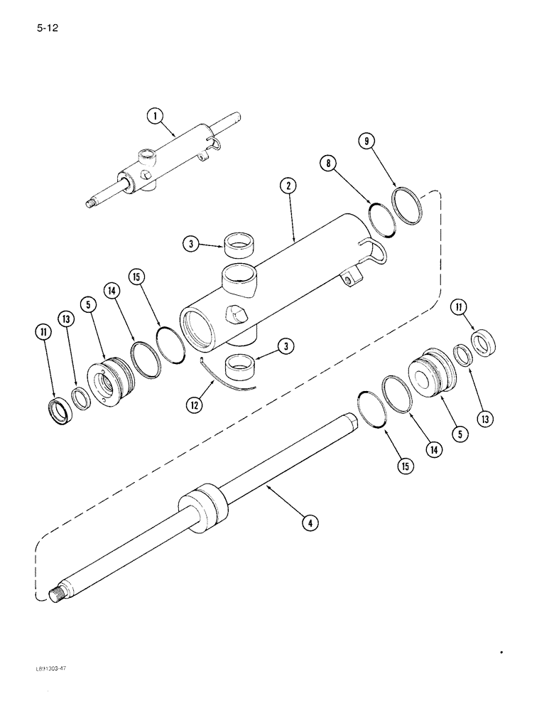 Схема запчастей Case IH 1844 - (5-12) - POWER STEERING CYLINDER, 1844 COTTON PICKER (04) - STEERING