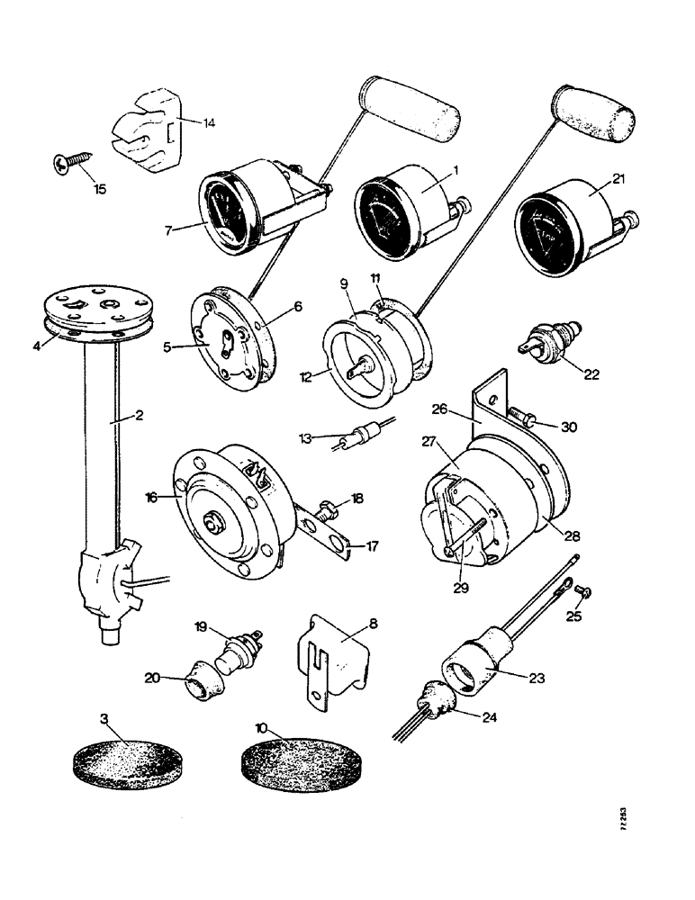 Схема запчастей Case IH 1210 - (M20) - ELECTRICAL EQUIPMENT, FUEL GAUGE, FUSE HOLDER, HORN AND TEMPERATURE GAUGE, ALL MODELS (06) - ELECTRICAL SYSTEMS