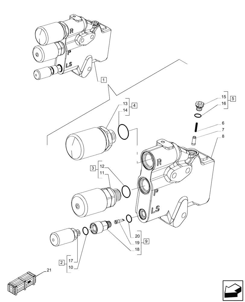 Схема запчастей Case IH PUMA 240 CVT - (35.204.AX[02]) - VAR - 391165, 758059, 758060, 758061 - POWER BEYOND VALVE, COMPONENTS (35) - HYDRAULIC SYSTEMS