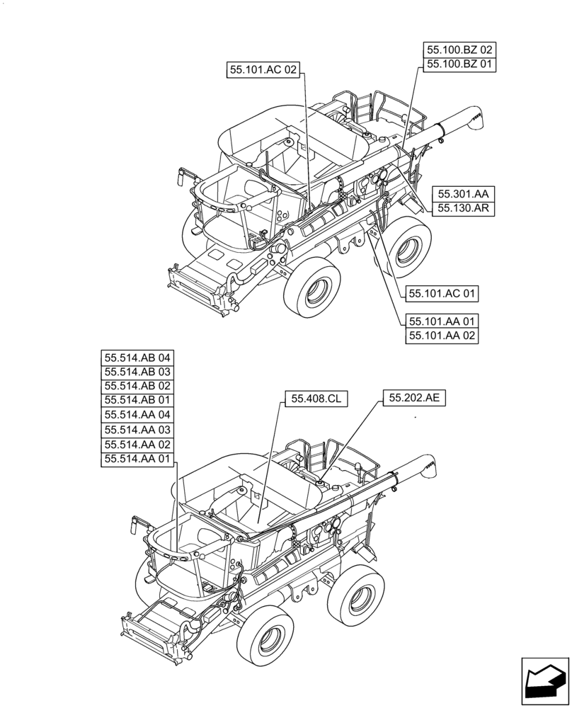 Схема запчастей Case IH AF4077 - (00.000.55[01]) - PICTORIAL INDEX - ELECTRICAL SYSTEMS (00) - GENERAL & PICTORIAL INDEX
