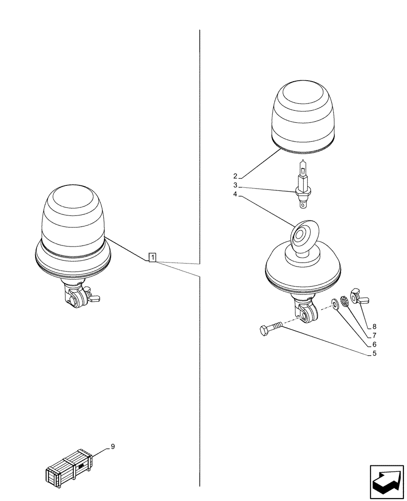 Схема запчастей Case IH PUMA 150 CVT - (55.404.AC[03]) - VAR - 758167, 758168, 758169 - BEACON, COMPONENTS (55) - ELECTRICAL SYSTEMS