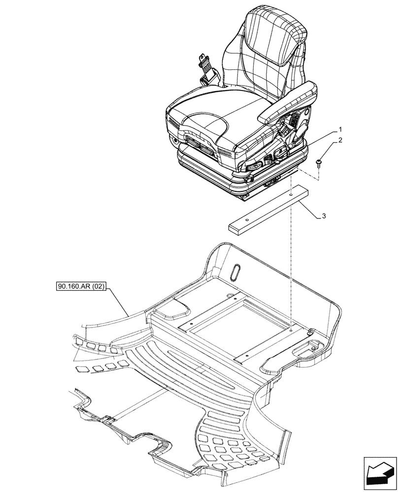 Схема запчастей Case IH PUMA 200 - (90.124.AE[04]) - VAR - 391357, 759264, 759266 - SEAT, AIR SUSPENSION, STANDARD COMFORT PACK MHR (90) - PLATFORM, CAB, BODYWORK AND DECALS