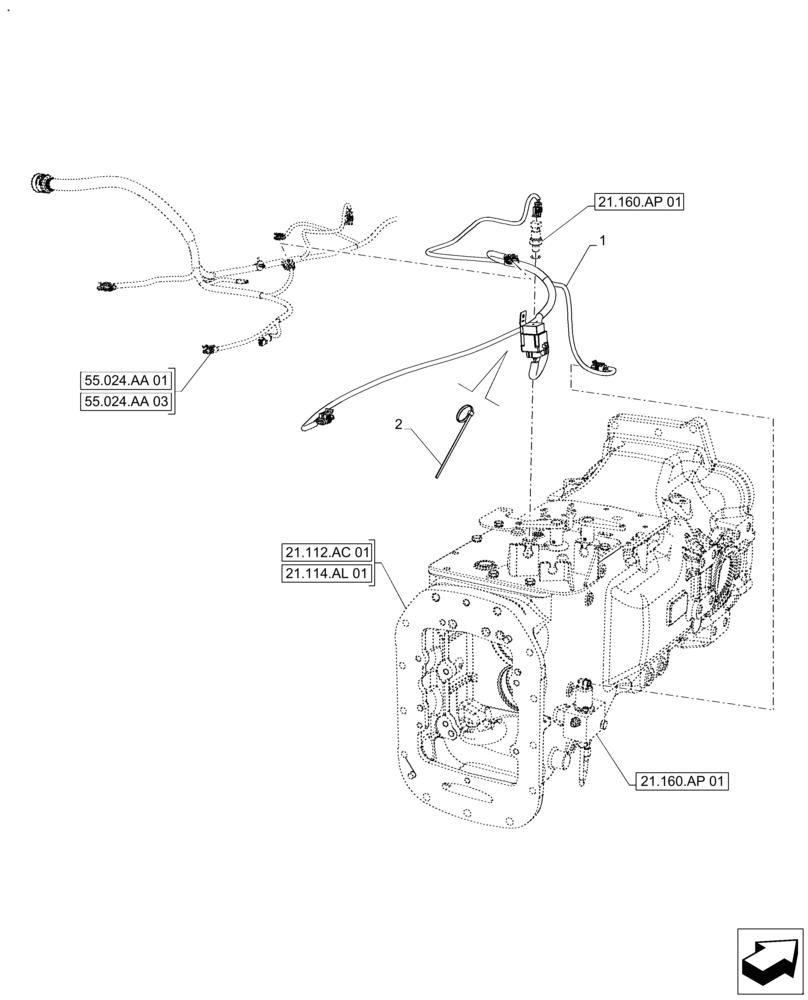 Схема запчастей Case IH FARMALL 120A - (55.100.DP[03]) - JUMPER, HARNESS, CREEPER (55) - ELECTRICAL SYSTEMS