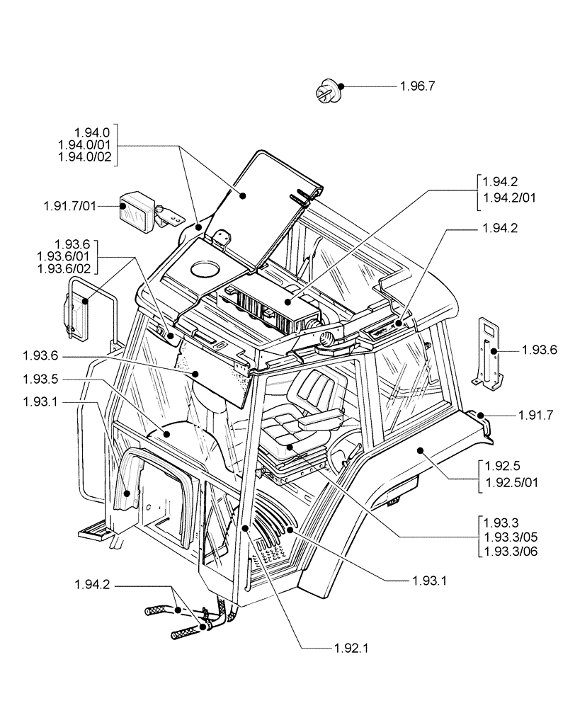Схема запчастей Case IH JX1100U - (SEC. 10[02]) - DRIVERS COMPARTMENT (00) - GENERAL
