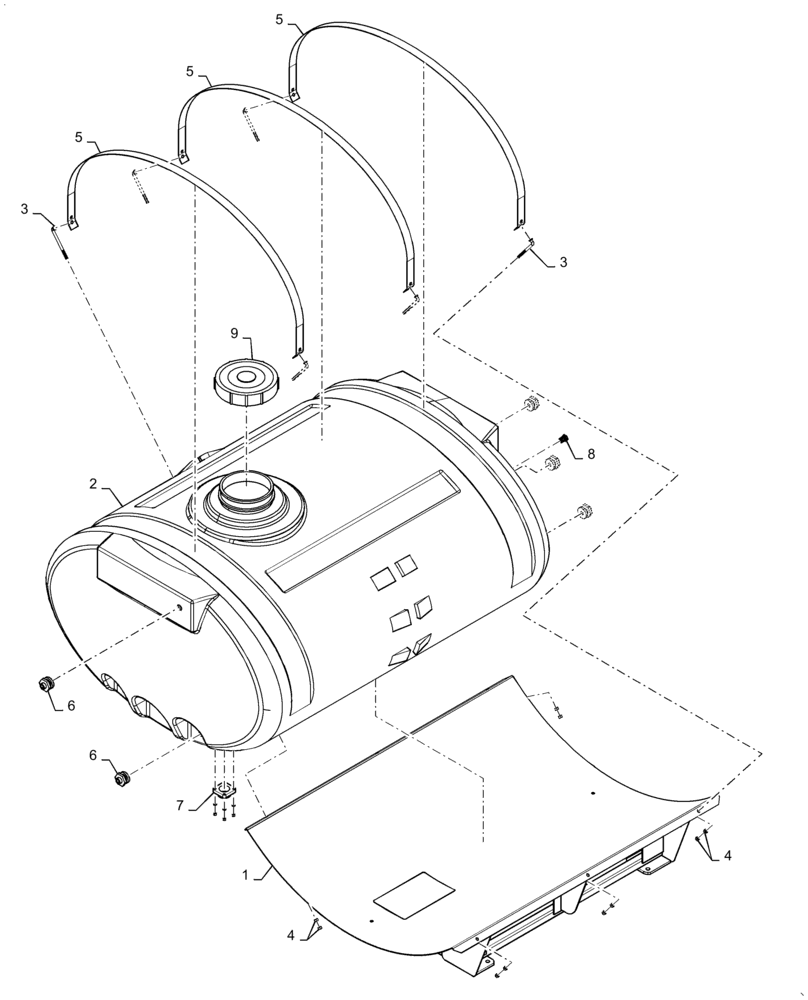 Схема запчастей Case IH NPX2800 - (63.100.AA[18]) - TANK MOUNT 850 GALLON (63) - CHEMICAL APPLICATORS