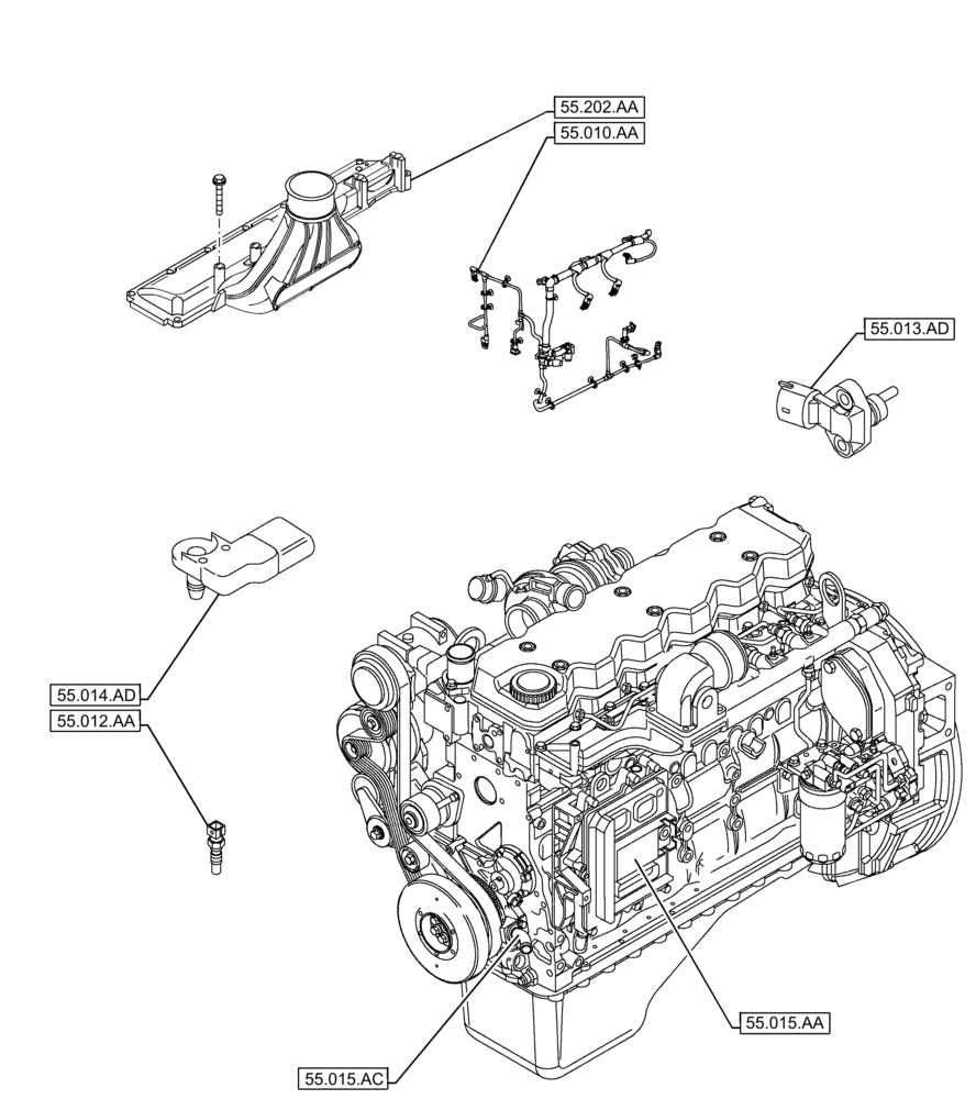 Схема запчастей Case IH F4DFE617M B001 - (00.000.55) - PICTORIAL INDEX - ELECTRICAL SYSTEMS (00) - GENERAL & PICTORIAL INDEX