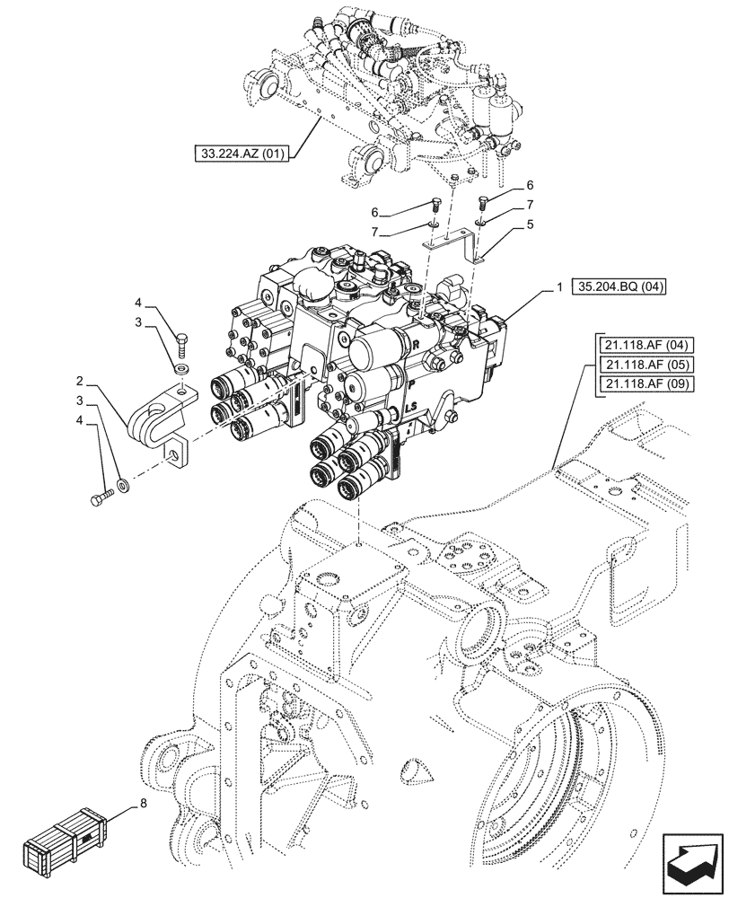 Схема запчастей Case IH PUMA 240 CVT - (35.204.BQ[03]) - VAR - 391165, 758059 - 3 REMOTE CONTROL VALVES (EHR W/PB) (35) - HYDRAULIC SYSTEMS
