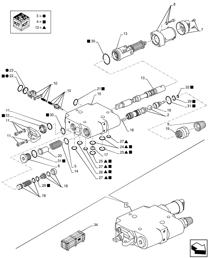 Схема запчастей Case IH PUMA 165 CVT - (35.204.BE[21]) - VAR - 391163, 391164, 758057, 758058 - CONTROL VALVE SECTION, COMPONENTS (35) - HYDRAULIC SYSTEMS