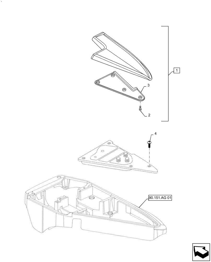 Схема запчастей Case IH PUMA 2304 - (90.151.AG[02]) - ARMREST CONTROL UNIT, COVER (90) - PLATFORM, CAB, BODYWORK AND DECALS