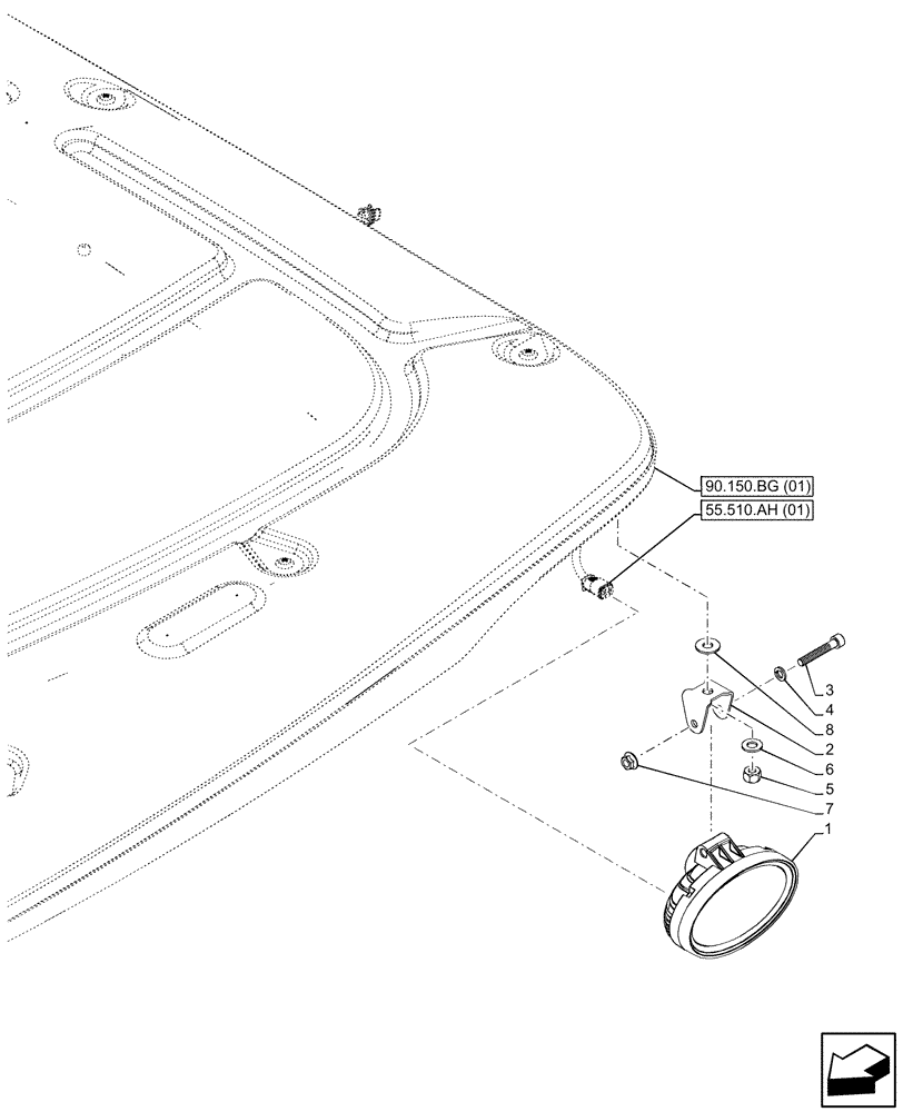Схема запчастей Case IH PUMA 200 CVT - (55.404.BS[07]) - VAR - 758967 - LED WORK LAMP, SIDE (55) - ELECTRICAL SYSTEMS