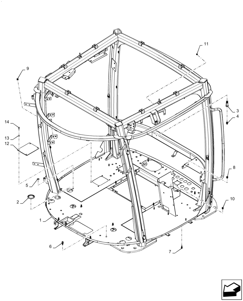 Схема запчастей Case IH STEIGER 580 - (90.150.090[02]) - CAB FRAME, W/ CAB SUSPENSION (ASN ZFF304559) (90) - PLATFORM, CAB, BODYWORK AND DECALS