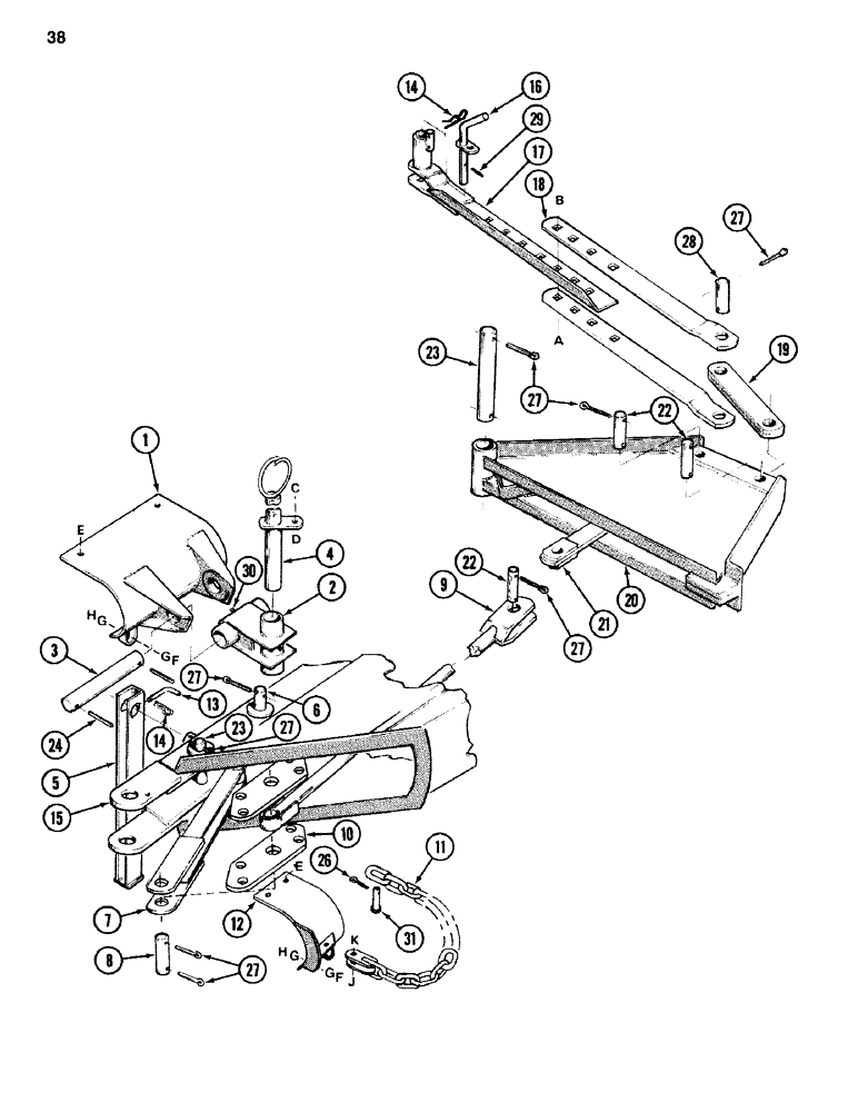Схема запчастей Case IH 750 - (38) - DUPLEX HITCH, FRONT SECTION 