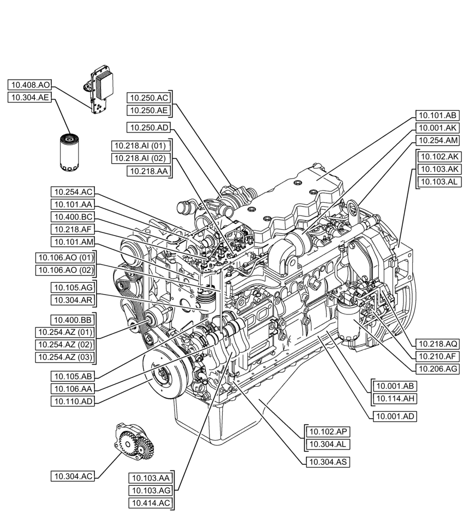 Схема запчастей Case IH F4DFE617M B001 - (00.000.10) - PICTORIAL INDEX - ENGINE (00) - GENERAL & PICTORIAL INDEX