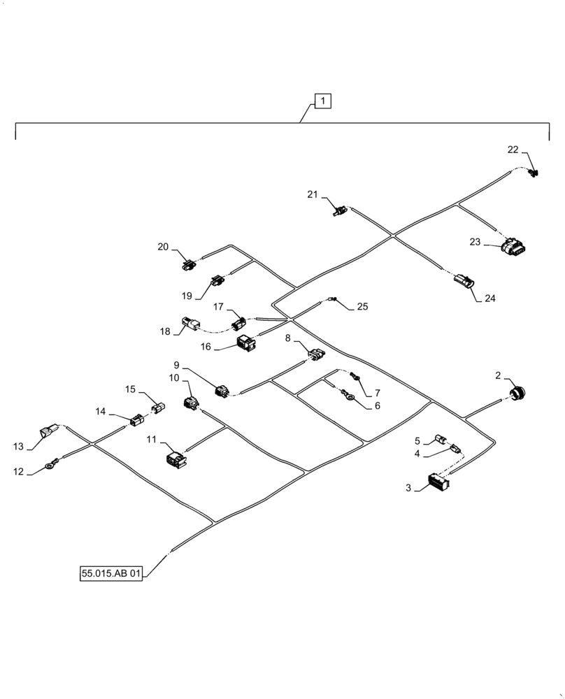 Схема запчастей Case IH TITAN 4540 - (55.015.AB[02]) - ENGINE WIRE HARNESS (55) - ELECTRICAL SYSTEMS