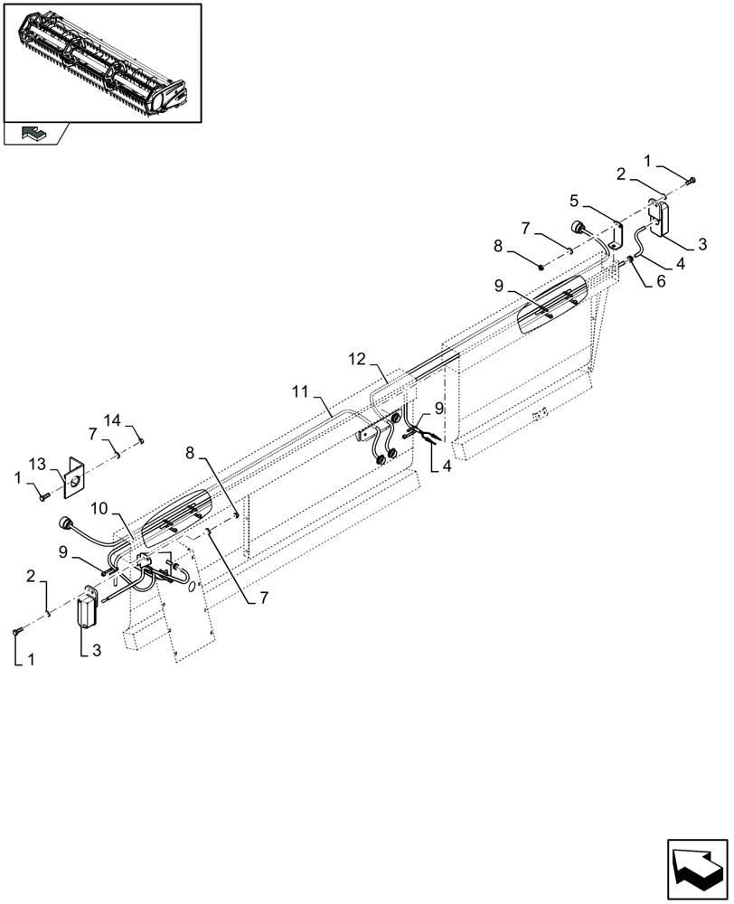 Схема запчастей Case IH 2050 - (20.01[01]) - ILLUMINATION AND ELECTRICS FOR VERTICAL KNIVES (20) - HEADER
