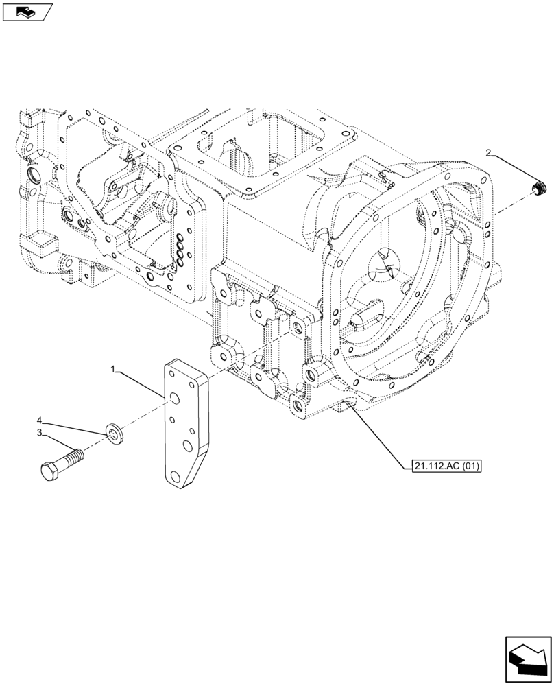 Схема запчастей Case IH FARMALL 105U - (21.112.AD[04]) - VAR - 390489 - TRANSMISSION HOUSING, PLATE (21) - TRANSMISSION