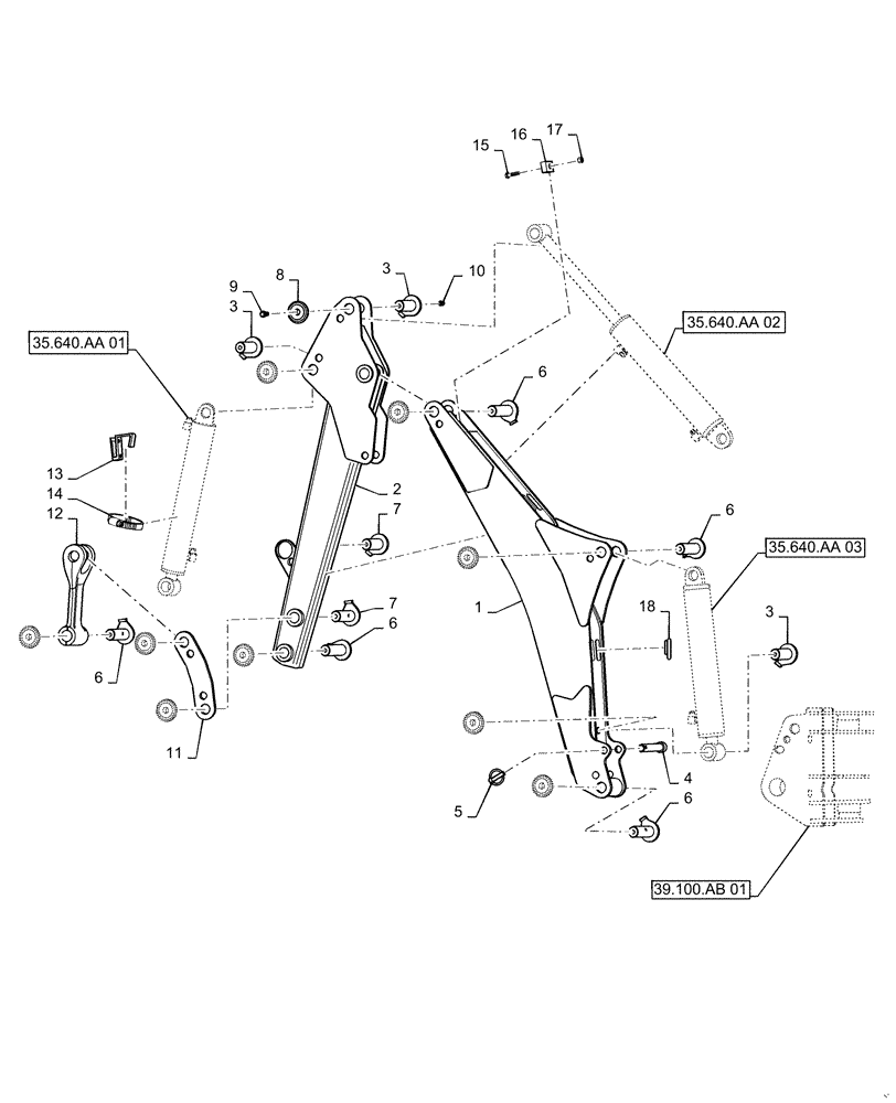 Схема запчастей Case IH BHA102 - (39.101.AB[03]) - BOOM (39) - FRAMES AND BALLASTING