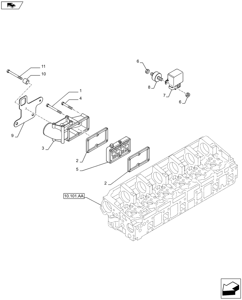 Схема запчастей Case IH F2CFP614A H001 - (10.254.AM) - INLET MANIFOLD (10) - ENGINE